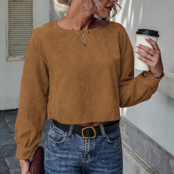 Classic Black Corduroy Cropped Top Minimalist y2k - Picture 12 of 14